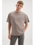 Sterlıng Erkek Oversize Fit Yagmur Damlacıklı Görüntülü Özel Dokulu Vizon T-Shirt 3