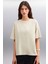 Jemmy Kadın Basic Süprem Dokuma Relaxed %100 Organik Pamuk Bej T-shirt 1