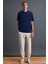 Solo Erkek %100 Organik Pamuklu Kalın Dokulu Comfort Fit Bisiklet Yakalı Lacivert T-shirt 2