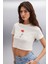 Irma 100% Pamuk Kadın Crop Vanilya T-Shirt 1