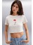 Irma 100% Pamuk Kadın Crop Vanilya T-Shirt 3