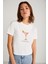 Ivonne Kadın Cocktail Baskı Desenli Kısa Kollu Organik Pamuklu Bisiklet Yaka Crop Beyaz T-shirt 4