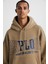 OKSAKA Erkek Pamuk-Polyester Kapüşonlu Oversize Vizon Sweatshirt 6
