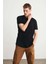 Oscar Erkek Comfort Fit Uzun Dökümlü Kumaş Siyah T-shirt 3
