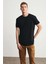 Oscar Erkek Comfort Fit Uzun Dökümlü Kumaş Siyah T-shirt 4
