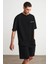 Pasto Erkek Nakışlı Oversize Siyah T-Shirt 2