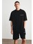 Pasto Erkek Nakışlı Oversize Siyah T-Shirt 3