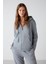 Carlota Kadın Içi Polarlı Organik Kumaşlı Metal Fermuarlı Kapüşonlu Yumuşacık Mavi Sweatshirt 1