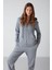 Carlota Kadın Içi Polarlı Organik Kumaşlı Metal Fermuarlı Kapüşonlu Yumuşacık Mavi Sweatshirt 3