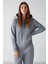 Carlota Kadın Içi Polarlı Organik Kumaşlı Metal Fermuarlı Kapüşonlu Yumuşacık Mavi Sweatshirt 5
