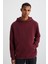 CARTMEL Erkek Örme 3 İplik Relaxed Fit Rahat Kalıp Kanguru Cepli Kapüşonlu Bordo Sweatshirt 2
