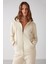 Carlota Kadın Yumuşacık Içi Polarlı 3 Iplik Relaxed Kapüşonlu Fermuarlı Vanilya Sweatshirt 1