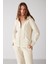Carlota Kadın Yumuşacık Içi Polarlı 3 Iplik Relaxed Kapüşonlu Fermuarlı Vanilya Sweatshirt 2