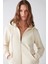 Carlota Kadın Yumuşacık Içi Polarlı 3 Iplik Relaxed Kapüşonlu Fermuarlı Vanilya Sweatshirt 3