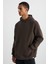 Cartmel Erkek Örme 3 Iplik Relaxed Fit Rahat Kalıp Kanguru Cepli Kapüşonlu Kahverengi Sweatshirt 3