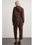 Jıll Kadın Relaxed Fit Rahat Kalıp Kapüşonlu Fermuarlı Örme Crop Kahverengi Sweatshirt 5