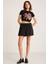 Jess Kadın Önü Baskılı Kısa Kollu Crop Siyah T-shirt 4