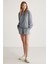 Jennıfer Kadın Organik Pamuklu Nakışlı Yuvarlak Yakalı Oversize Gri Sweatshirt 4