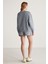 Jennıfer Kadın Organik Pamuklu Nakışlı Yuvarlak Yakalı Oversize Gri Sweatshirt 5