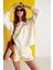 Jennıfer Kadın Organik Pamuklu Nakışlı Yuvarlak Yakalı Oversize Vanilya Sweatshirt 2