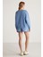 Jennıfer Kadın Organik Pamuklu Nakışlı Yuvarlak Yakalı Oversize Mavi Sweatshirt 5