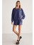 JENNIFER Kadın Yumuşacık Nakış Detaylı Organik Pamuk Oversize Lacivert Sweatshirt 4