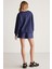 JENNIFER Kadın Yumuşacık Nakış Detaylı Organik Pamuk Oversize Lacivert Sweatshirt 5