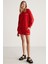 Jennıfer Kadın Organik Pamuklu Nakışlı Yuvarlak Yakalı Oversize Kırmızı Sweatshirt 3