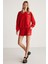 Jennıfer Kadın Organik Pamuklu Nakışlı Yuvarlak Yakalı Oversize Kırmızı Sweatshirt 4
