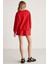 Jennıfer Kadın Organik Pamuklu Nakışlı Yuvarlak Yakalı Oversize Kırmızı Sweatshirt 5