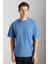 Jett Erkek Oversize Fit Pamuk Kalın Dokulu Indıgo T-shirt 1