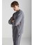 ADAMS Erkek İçi Polarlı Sıcak Tutan 3 İplik %80 Pamuk %20 Polyester Regular Gri Sweatshirt 4