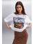 Aılıs Kadın %100 Pamuk Oversize Baskılı Beyaz T-shirt 2