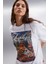 Aılıs Kadın %100 Pamuk Oversize Baskılı Beyaz T-shirt 3