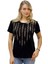 Leopar Crystal Taşlı Kısa Kol Bisiklet Yaka Büyük Beden Plus Size Pamuk Beyaz Kadın T-Shirt 2