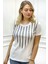 Leopar Crystal Taşlı Kısa Kol Bisiklet Yaka Büyük Beden Plus Size Pamuk Beyaz Kadın T-Shirt 3