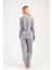 Kadın Büyük Beden Uzun Kol Füme Pijama Takım C1T7N0O404 4