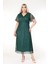 Kruvaze Yaka Büyük Beden Payetli Yeşil Abiye Elbise 11B-2637 1