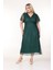 Kruvaze Yaka Büyük Beden Payetli Yeşil Abiye Elbise 11B-2637 2