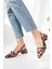 BA04566 Taba Kadın Leopar Büyük Numara 4 cm Topuklu Ayakkabı 1