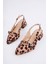 BA04566 Taba Kadın Leopar Büyük Numara 4 cm Topuklu Ayakkabı 4