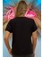 Rahat Kalıp File Detaylı Büyük Beden Crystal Taş Baskılı Pamuk Kadın T-Shirt 5