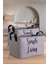 Gri Simple Living Baskılı Orta Boy 2'li Düzenleyici Saklama Sepeti Set 30 x 22 x 18 1