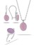 Pembe Kuvars Taşlı Rodyumlu Gümüş Set 1