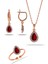 Lal Taşlı Damla Mini Rose Gümüş Set 1