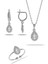 Kuvars Taşlı Damla Mini Rodyumlu Gümüş Set 1