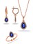 Safir Taşlı Damla Mini Rose Gümüş Set 1