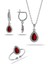 Lal Taşlı Damla Mini Rodyumlu Gümüş Set 1