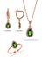 Yeşim Taşlı Damla Mini Rose Gümüş Set 1