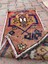 43X98 cm Vintage El Dokuma Halı, Mavi Pembe Renkli, Oriental Desenli Küçük Kilim, Dekoratif Zemin Halısı 4